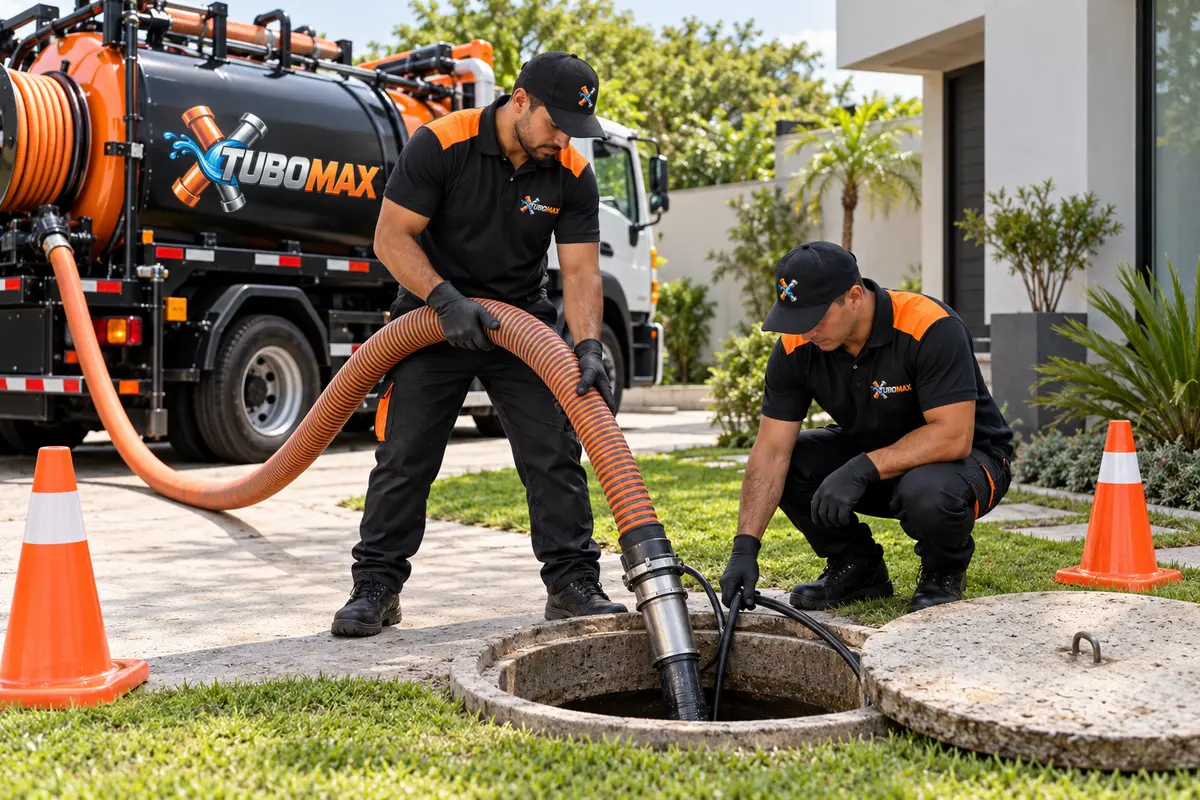 Limpeza de fossa TuboMax Limpeza de fossa séptica pela equipe TuboMax